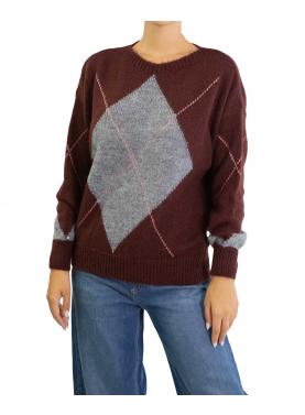 Maglione con rombi bicolore